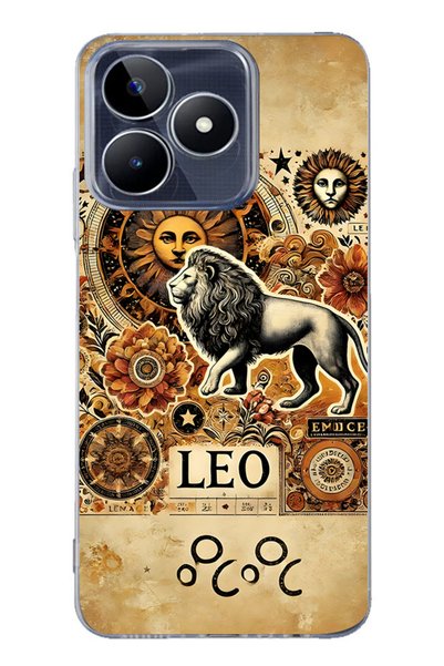 FLAMENKO Realme Note 50 4g Compatible Leo Patterned Transparent Phone Case