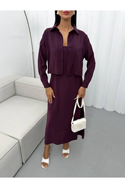 Ekim Store Σετ Πουκάμισο με Τιράντες και Φόρεμα Modal