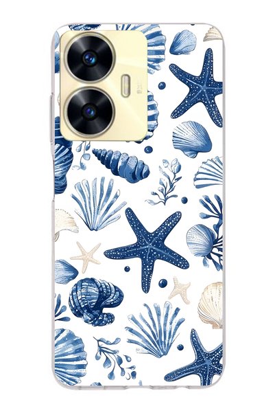 FLAMENKO Realme C55 Compatible Transparent Phone Case with Starfish and Shell...