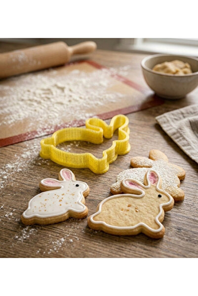 DU&ER 6-Piece Rabbit Cookie Mold Set – Easter Bunny Shaped Dough Cutter & Kit...