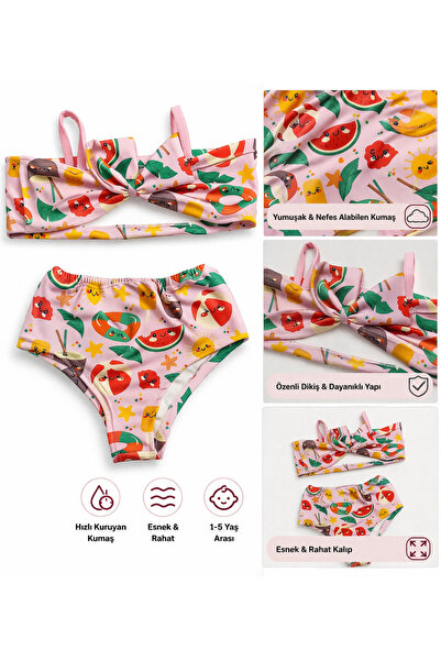 canmana kids&baby Σετ μπικίνι για κοριτσάκια με μπαντάνα και χαριτωμένα σχέδι...