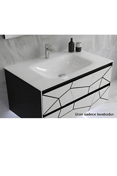 Vetrola Beyaz Krokan Cam Lavabo Batarya Delikli 65X46 cm