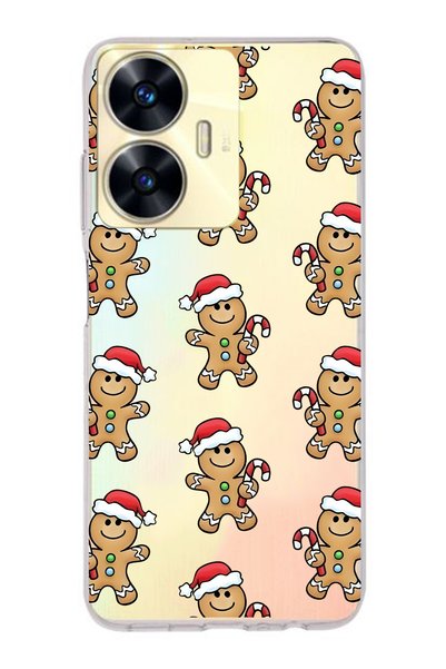 FLAMENKO Realme C55 Compatible Gingerbread Pattern Transparent Phone Case