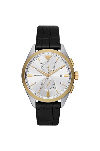 Emporio Armani Chronograph Black Leather Men's Watch AR11498