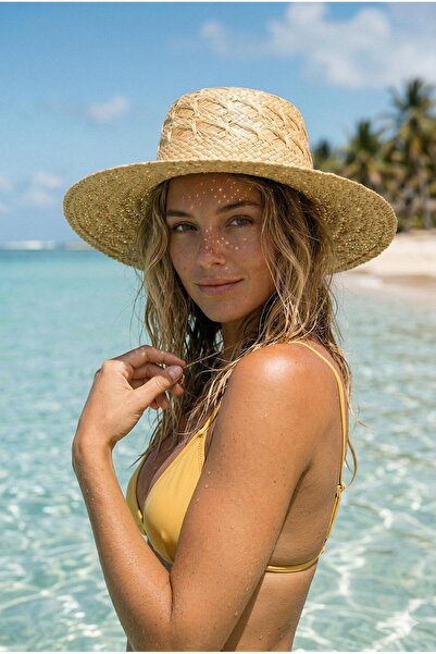 keisy Γυναικείο ψάθινο καπέλο καουμπόι Panama