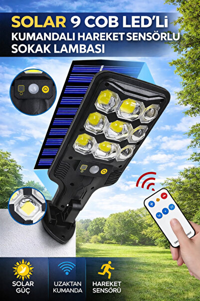 Solar 9 cob Led Street Light Operated Garden Lighting Wall Light with Motion Sensor