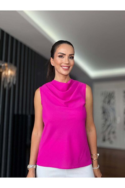 Atelier Derin Φούξια μπλούζα με γιακά και χωρίς μανίκια