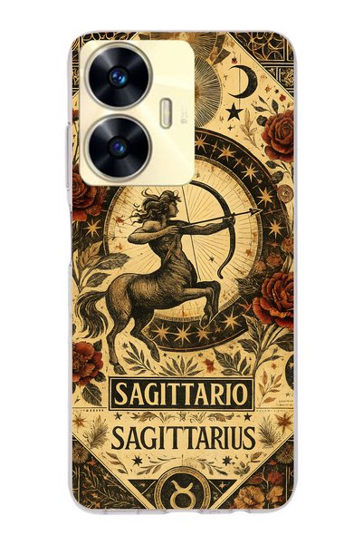 FLAMENKO Realme C55 Compatible Transparent Phone Case with Sagittarius Pattern
