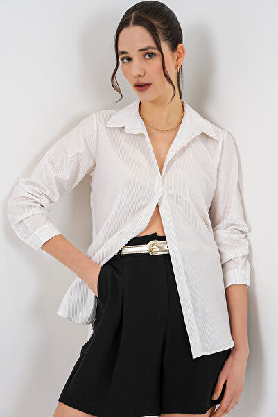 Bigdart Women's Foil Patterned Shirt 20253 - H. White