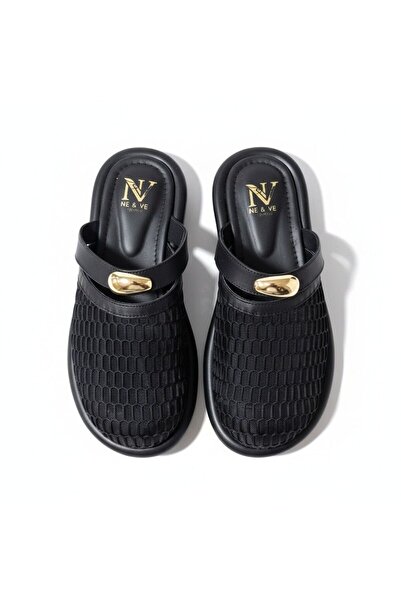 NE&VE SHOES Γυναικείες παντόφλες Sabo με λεπτομέρεια από μαύρο διχτυωτό υλικό...