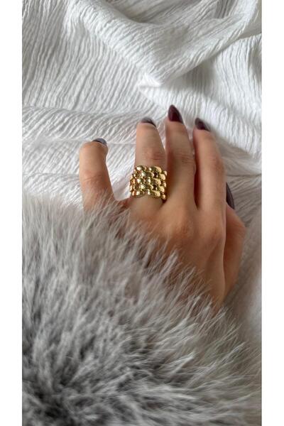 MonCheriAccessoire Gold Hasır Örme Yüzük