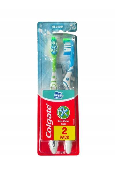 Colgate مجموعة فرشاة أسنان ماكس فريش من قطعتين باللون الأخضر / الأزرق / الأبيض