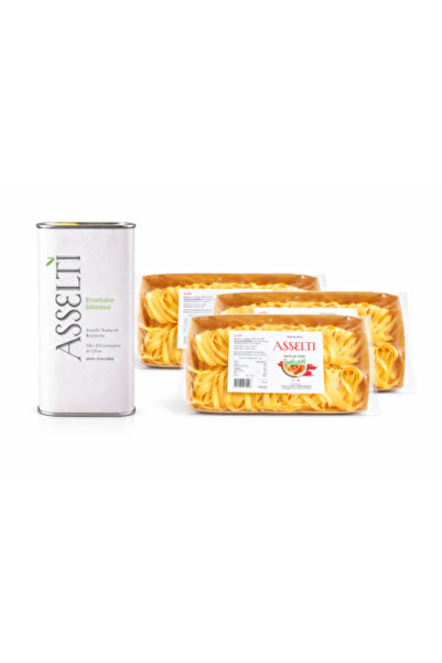 Asselti ®   Set - Ulei de măsline extravirgin 1L + 3 x Tagliatelle all'uovo 500g