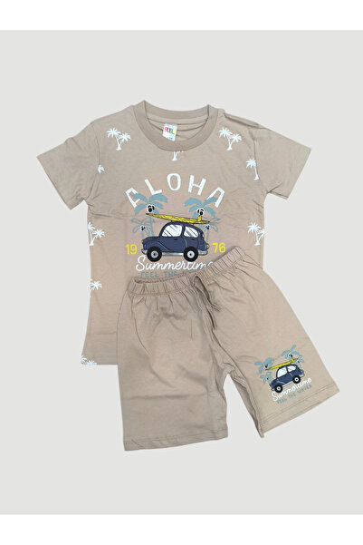 zahider Αγορίστικο σετ πιτζάμες με καλοκαιρινό σορτς από 100% βαμβάκι με στάμ...