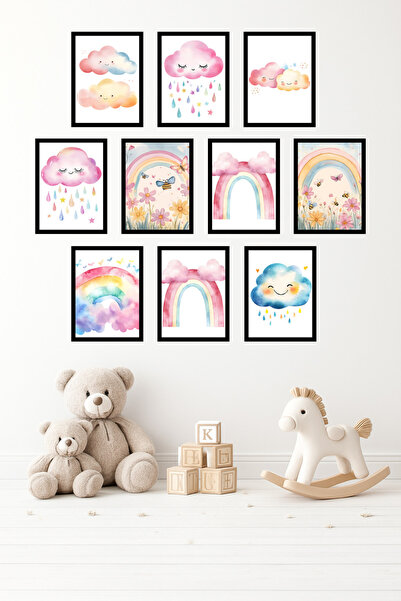 UNT Σετ 10 Πίνακες με Μίνιμαλ Εμφάνιση Πλαισίου, Παστέλ, Παιδικό Δωμάτιο, Σετ...