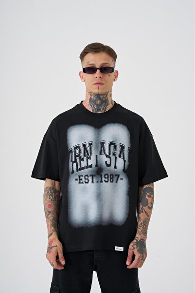 Machinist Ανδρικό μπλουζάκι σε στυλ street style, oversize, μαύρο