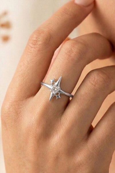 Elika Silver Polar Star Model Adjustable Silver Color Ring