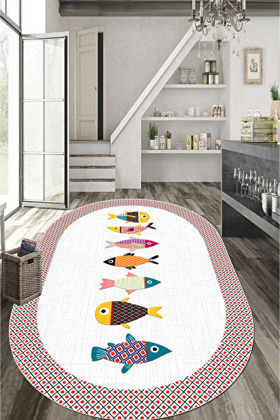 MUA HOME DECOR Dijital Baskı Yıkanabilir Kaymaz Taban Salon Halısı Mutfak Hal...