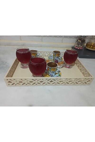 Desenli Ahşap Servis Tepsisi