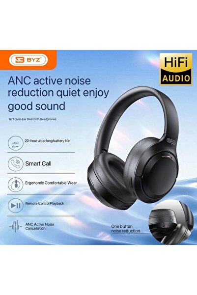 BYZ B71 ANC Wireless Over-Ear Bluetooth Headphones – 20H Playtime, Deep Bass,...