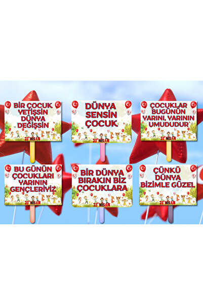 Kozalak Tasarım 23 Nisan Temalı El Pankartları 6 Parça