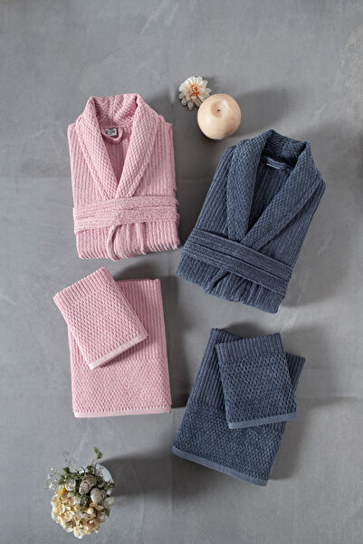 Mürdüm Home Σετ οικογενειακών μπουρνούζια Sare 6 τεμαχίων - 100% βαμβάκι, πολ...