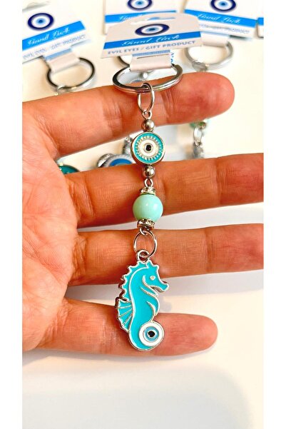 Cassime Ασημένιο μπρελόκ με σχέδιο μάτι του Τυρκουάζ Ιπποειδούς Θάλασσας