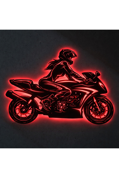 Lucenda Yaşam Alanına Estetik Dokunuş Lucenda LED Işıklı Kadın Motorcu Silüet...