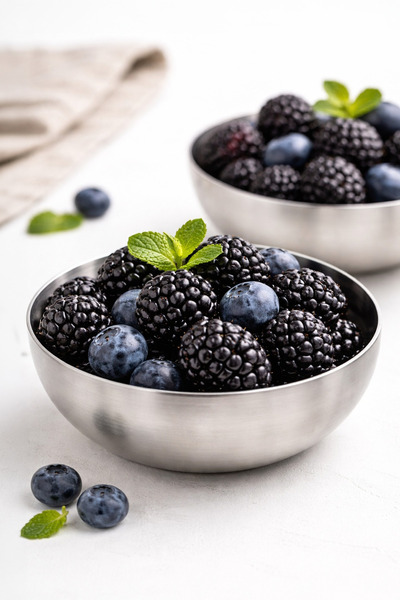 Kitchen Life 2-Piece Stainless Steel Tableware Presentation Snack Bowl Breakf...