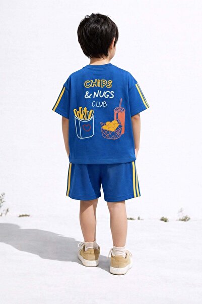 Monila طقم تي شيرت وشورت مطبوع من القطن للأولاد
