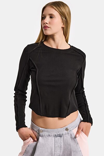 it's basic Γυναικείο Μαύρο Χρώμα w5 Οργανικό Ύφασμα Crop Fit Body