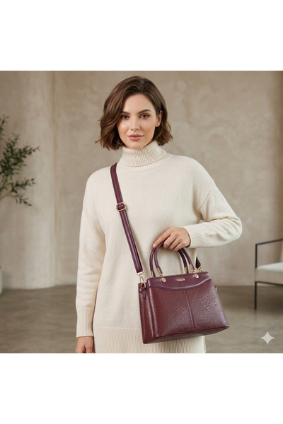 Nas Bag Women's Stylish Hand and Shoulder Bag Claret Red Victoria