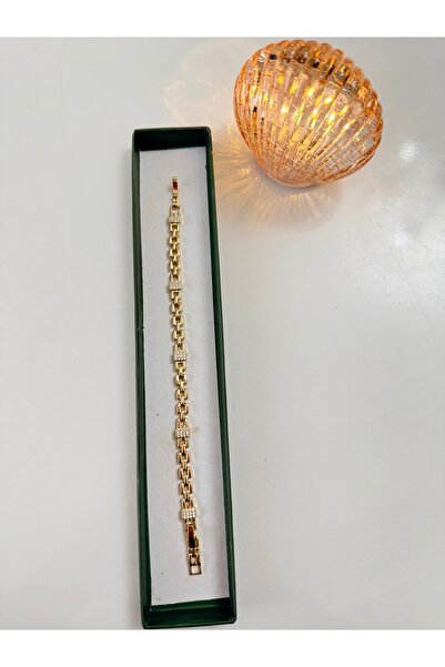 Lilith Takı Zircon Stone Detailed Gold Color Chain Women's Bracelet – Stylish...