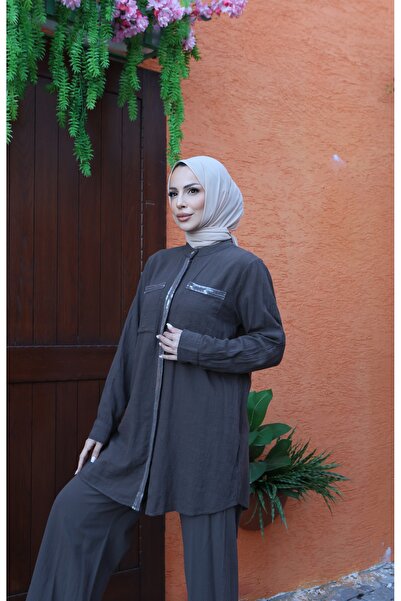 MODAMÜNASİP Υπέροχο λινό σετ ειδικής σχεδίασης από 100% βαμβάκι, με παγιέτες ...