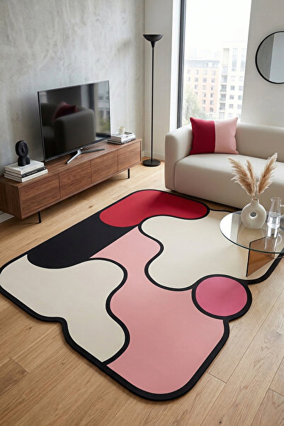 Chilai Home Woven Pembe Makinede Yıkanabilir Kaymaz Taban Leke Tutmaz Dijital...