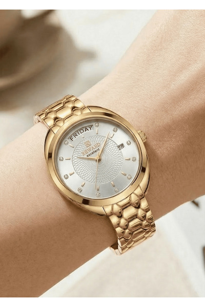 Reward Women's Gold Metal Cord White Dial Day Date Calendar Wrist Watch 2 Yea...