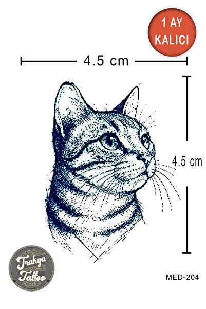 Trakya Tattoo 1 Ay Kalıcı Dövme Minimal Kedi Geçici Dövme