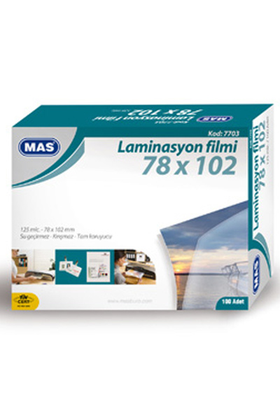 Mas Laminasyon Filmi Parlak 78x102mm 125 Micron 7703 (100 Lü Paket)