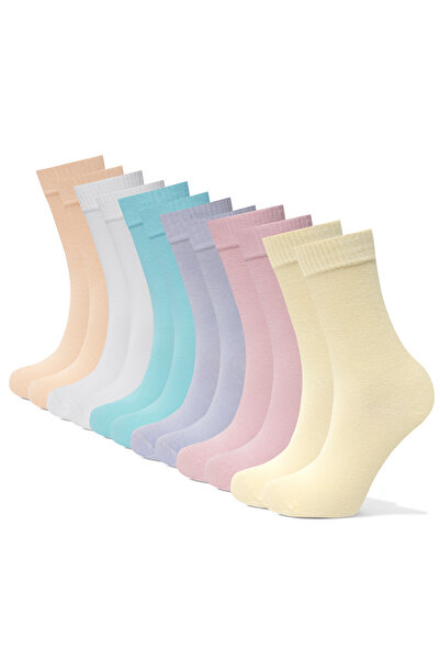 VARDAR SOCKS Dikişsiz Bambu Kadın Çorap Karma Pastel Renk Uzun Çorap Kutulu 6 Çift Premium Mix Düz Pastel Çorap