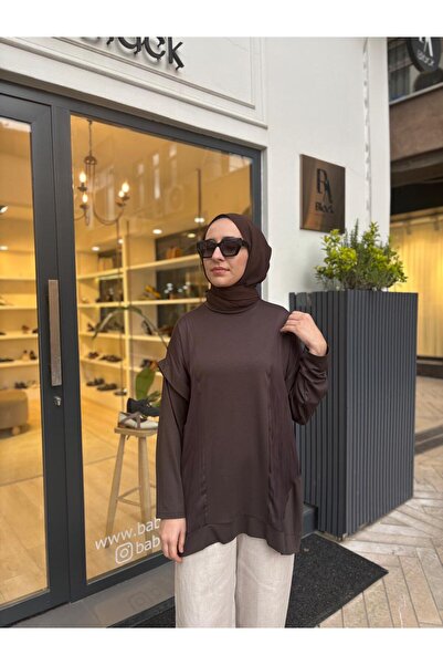Almarwah Black 102250 Detaylı Kadın Tunik Acı Kahve