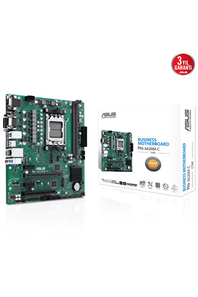 ASUS PRO A620M-C-CSM DDR5 HDMI-DVI-DP TYPEC PCIE 4.0 AM5 mATX Kurumsal Anakart