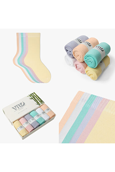 VARDAR SOCKS Seamless Bamboo Women's Socks Mixed Pastel Colors Long Socks Box...