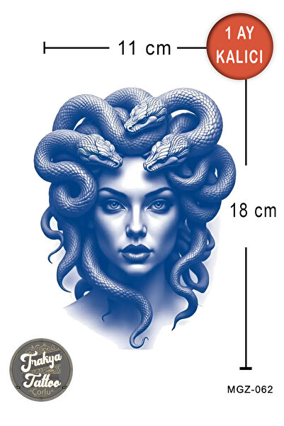 Trakya Tattoo 1 Ay Kalıcı Dövme Yarım Kol Medusa Geçici Dövme