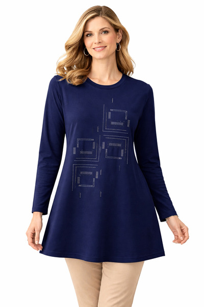 Mutlu City Women's Combed Cotton Tunic for Middle-Aged and Older Mothers 4747