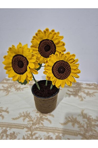 Mu Art Ahşap Amigurumi Organik Örgü Oyuncak Çiçek Model 1