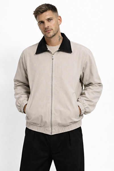 Montland Ανδρικό μπουφάν σε μπεζ χρώμα από γαμπαρντίνα, με ελαστική μέση και ...