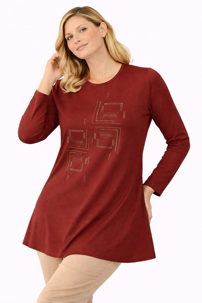 Mutlu City Women's Combed Cotton Tunic for Middle-Aged and Older Mothers 4747