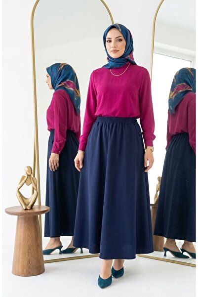 wishne High-Waisted Elastic Long Skirt with Pockets - Comfortable and Hijab-F...