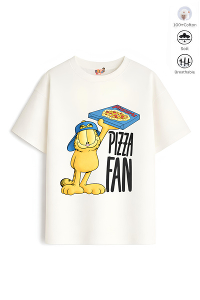 Belya Kids Wear Tricou oversize pentru fete, cu design Pizza, 58