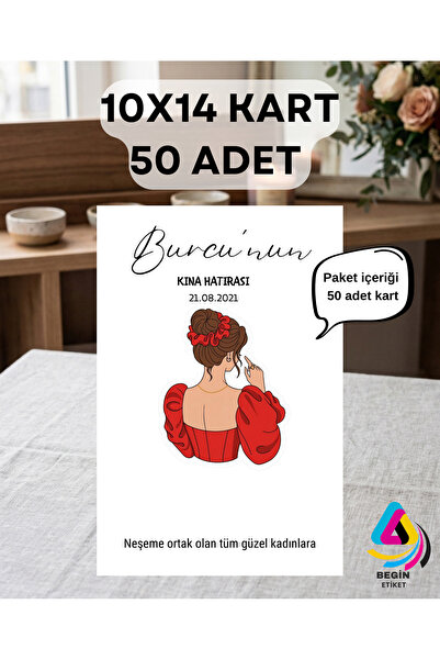 BEGİN ETİKET KOLONYA KARTI NİKAH SÖZ KINA DÜĞÜN HEDİYELİK KARTI 50 ADET